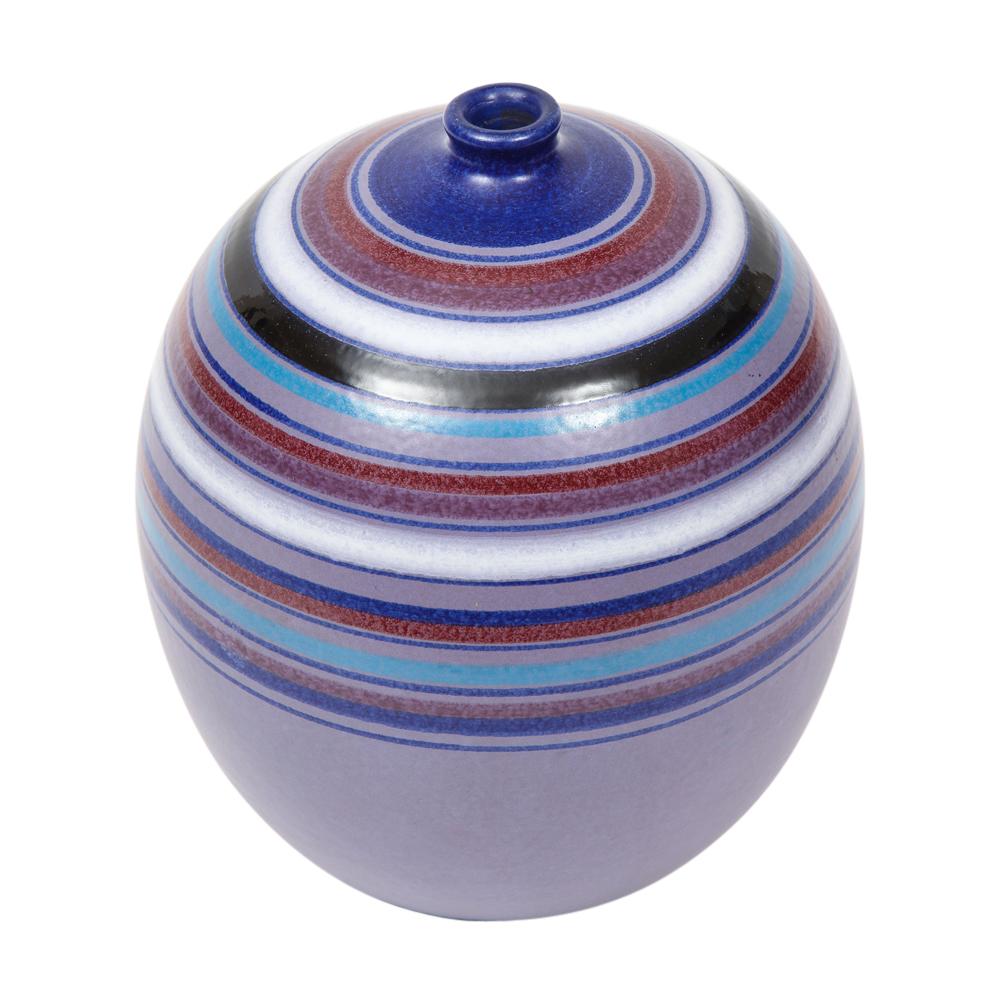 Bitossi Ball Vase, Stripes, Purple, Blue, White, Red, Signed For Sale 2
