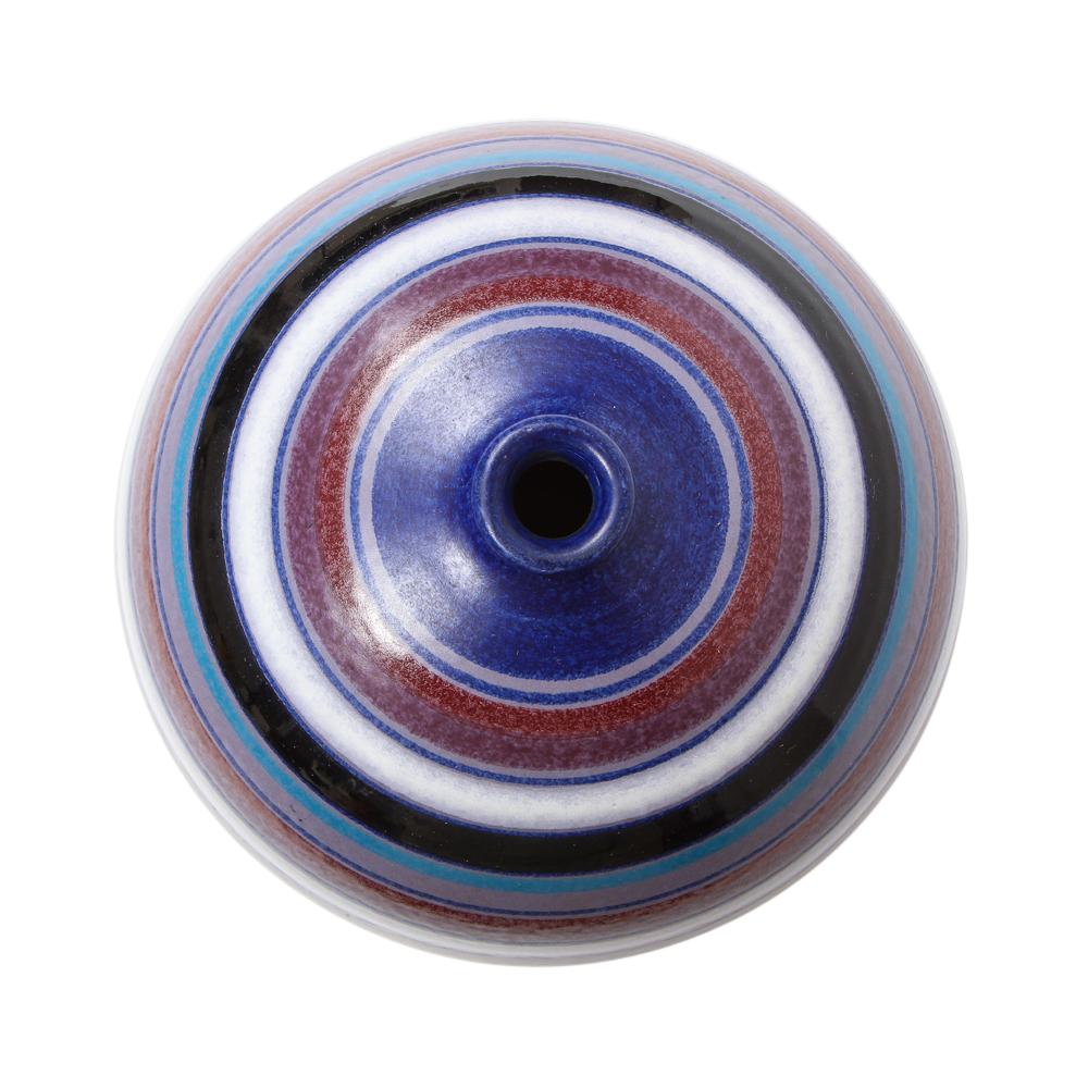 Vaso a sfera Bitossi, strisce, viola, blu, bianco, rosso, firmato in vendita 3