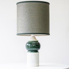 Bitossi Bergboms Grünbeige Keramik-Tischlampe, passender Schirm von R. Houben