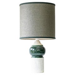 Bitossi Bergboms Lámpara de sobremesa de cerámica verde beige, pantalla a juego de R. Houben