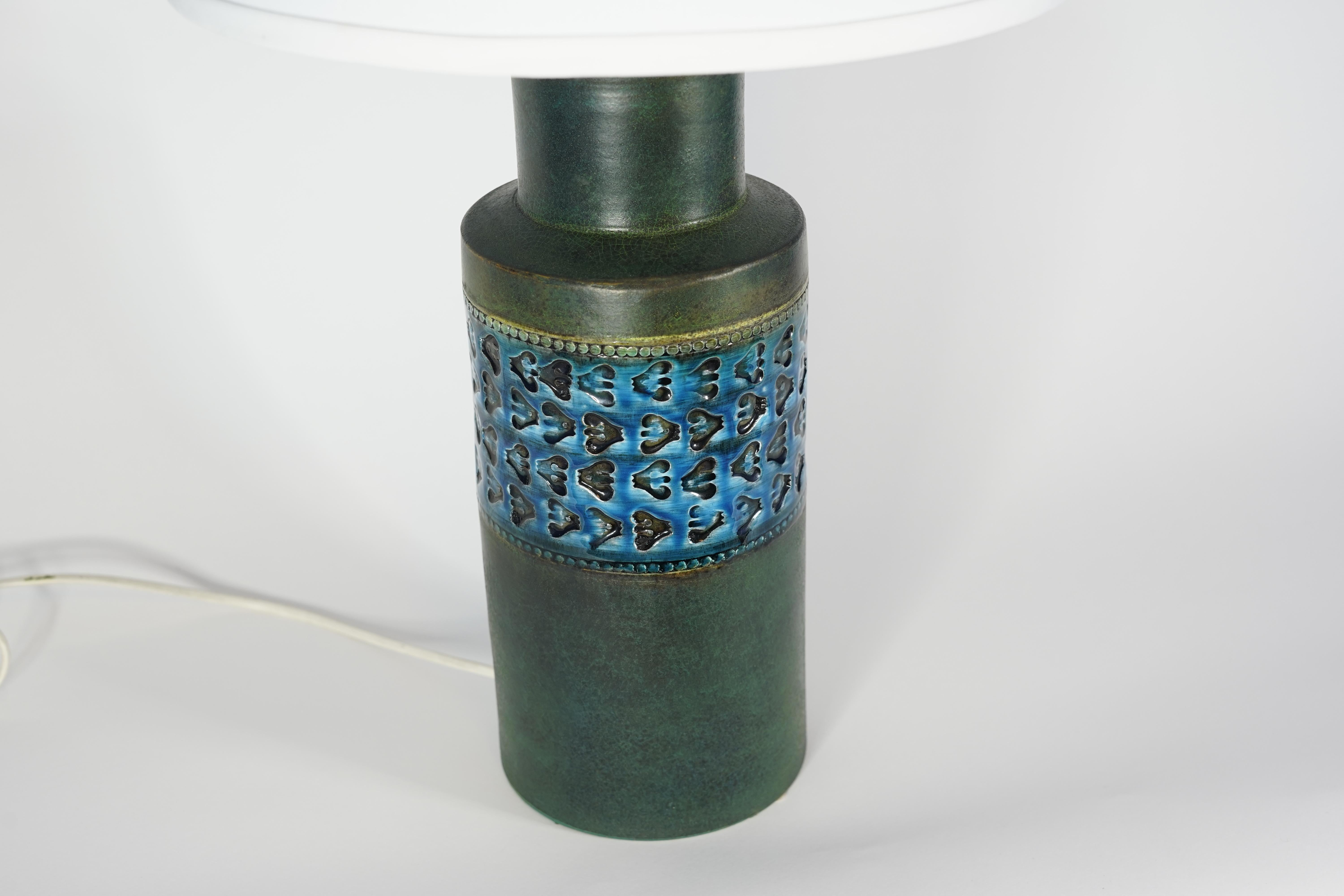 Mid-Century Modern Bitossi/Bergboms Lamp Green and Blue Glaze, Italy, 1970 For Sale