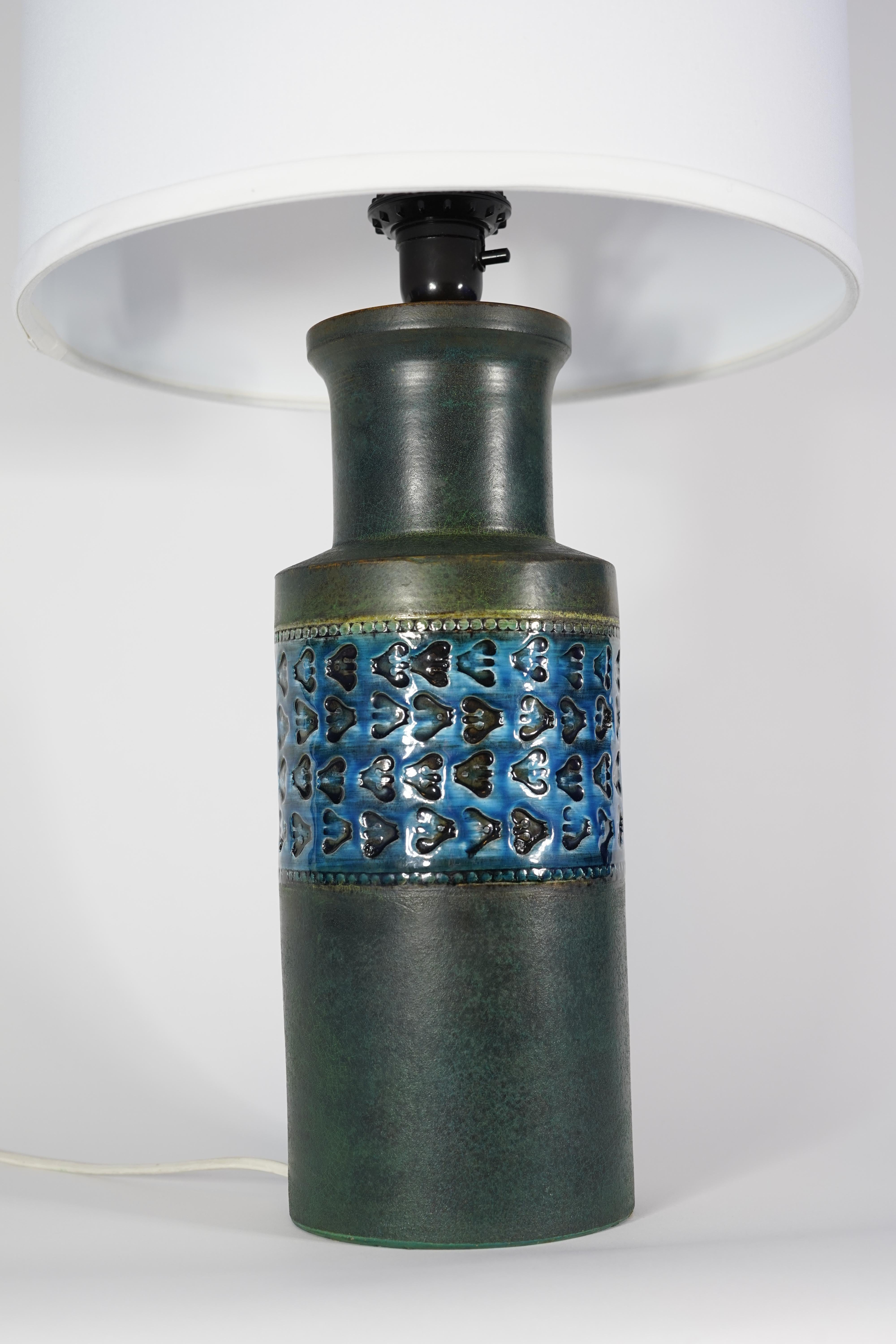 Ceramic Bitossi/Bergboms Lamp Green and Blue Glaze, Italy, 1970 For Sale