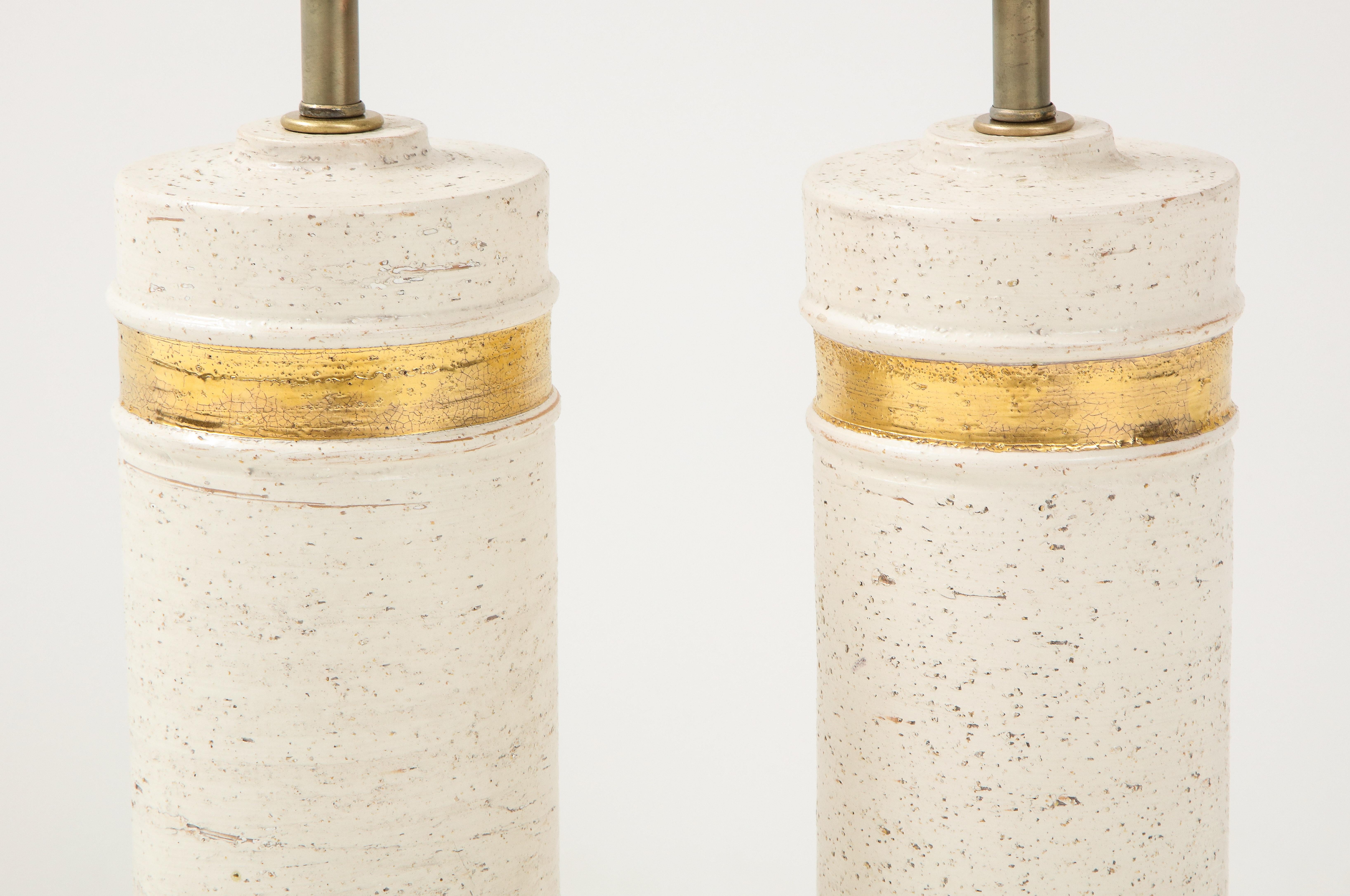 20th Century BItossi Birch Tree Glazed Lamps with 22kt Bands For Sale