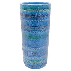 Vaso in ceramica smaltata blu Bitossi