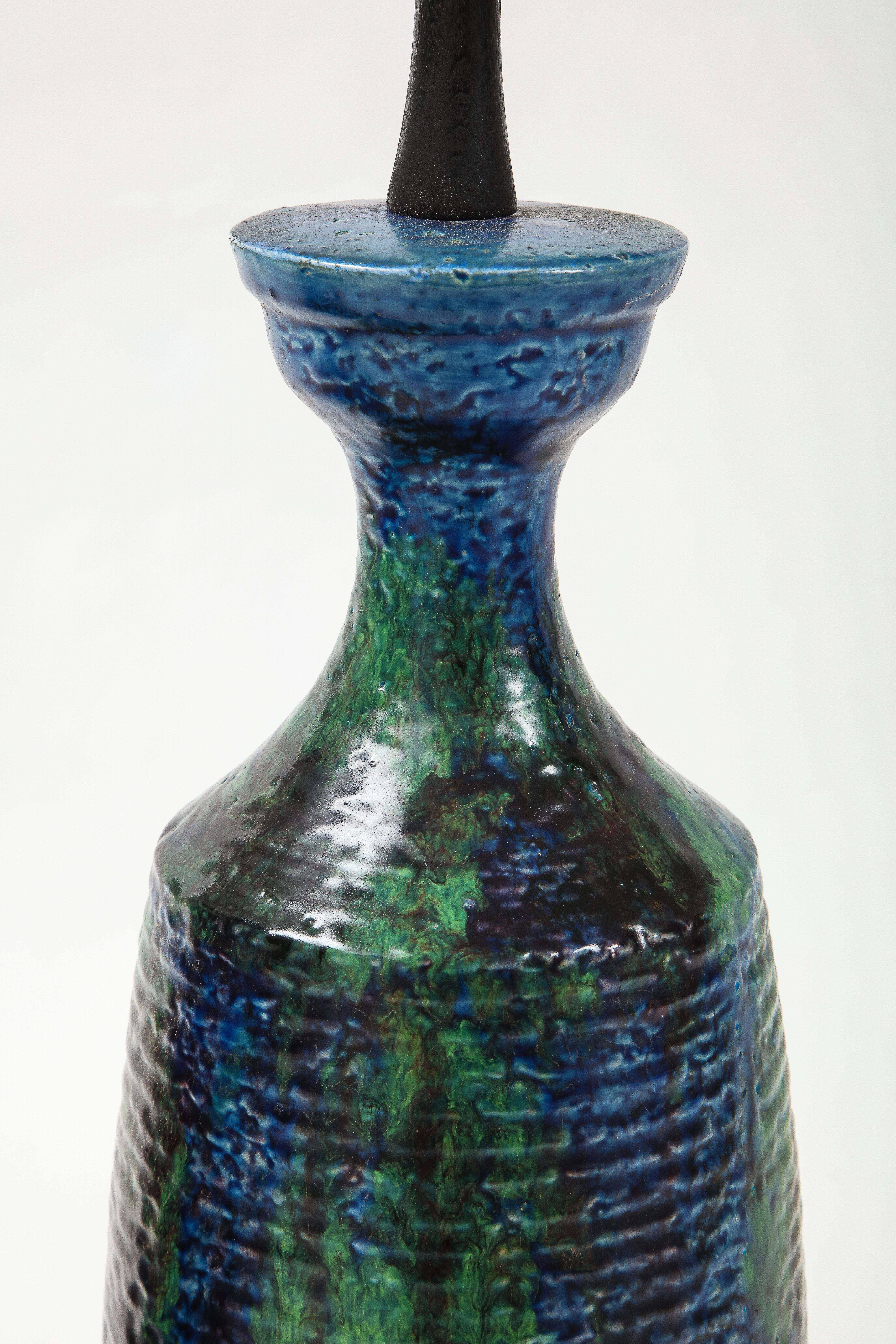 Lampes Bitossi en céramique bleue, verte et noire Excellent état - En vente à New York, NY