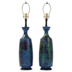 Bitossi Blue, Green, Black Ceramic Lamps