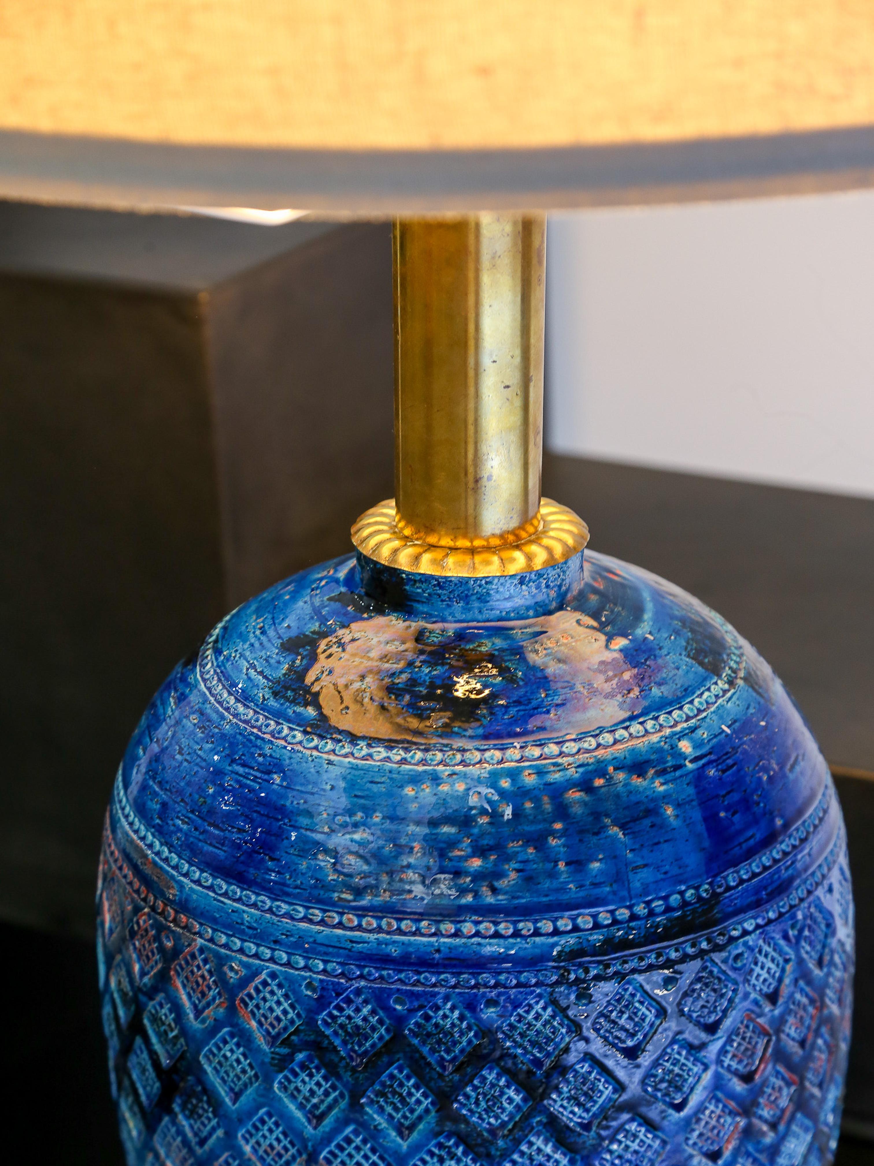Glazed Bitossi Blue Rimini Table Lamp