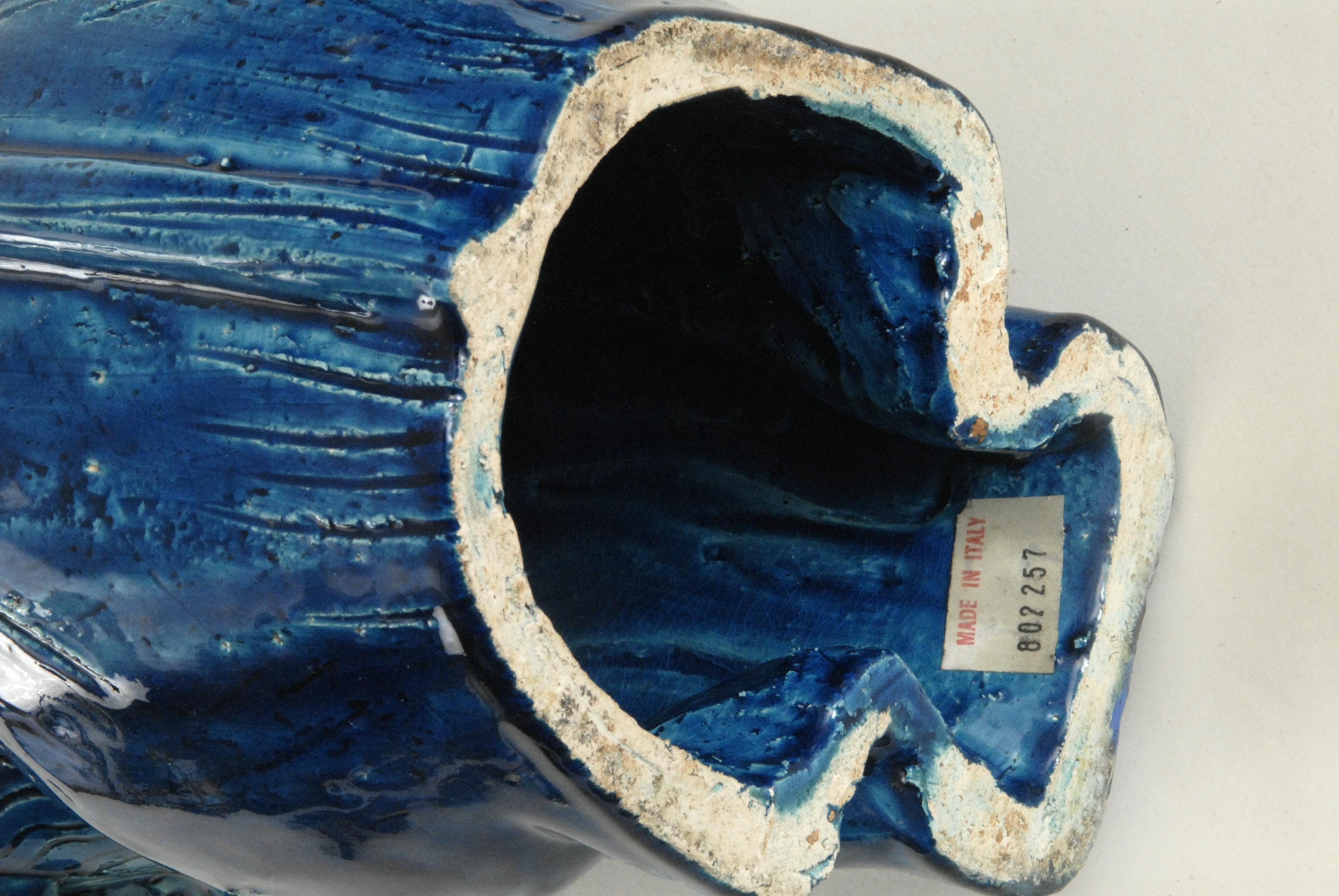 Lion bleu assis Bitossi Aldo Londi:: Italie:: vers 1968 1