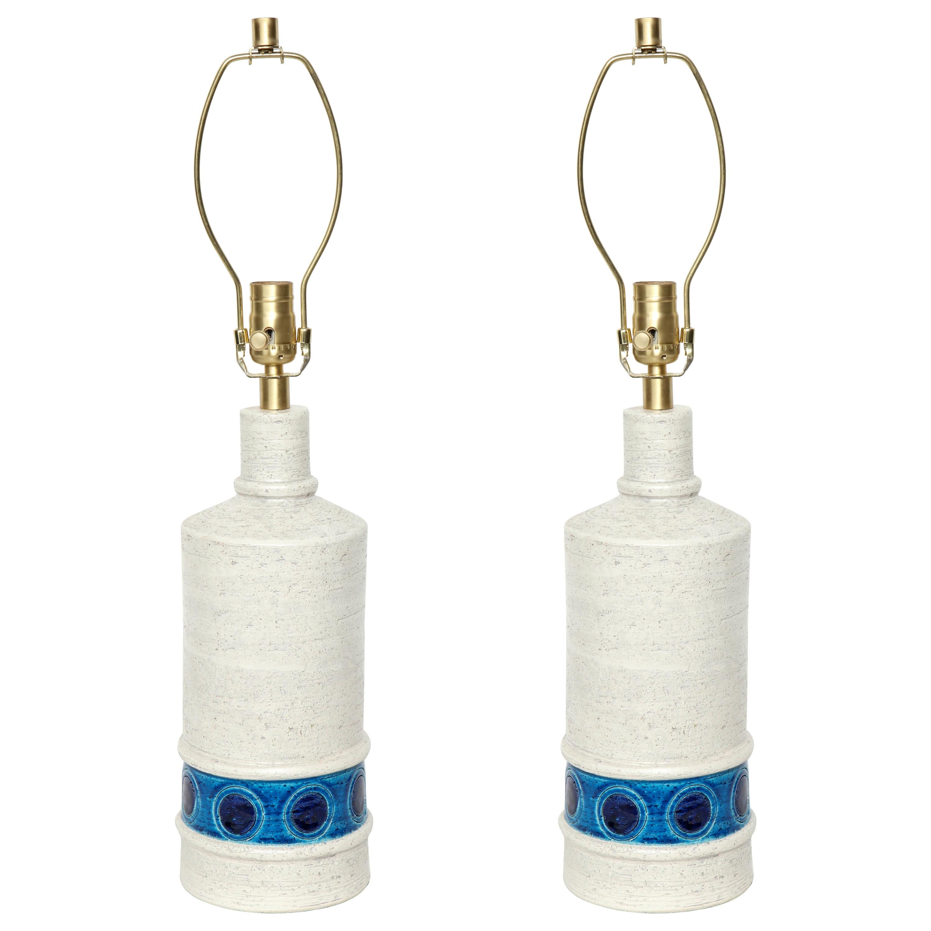 Bitossi Bone White, Azure Ceramic Lamps