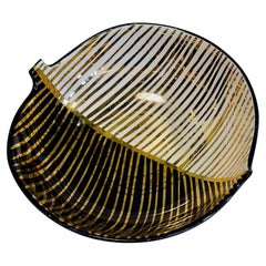 Bitossi Bowl Ceramic Black/White and Gold Leaf, 1960