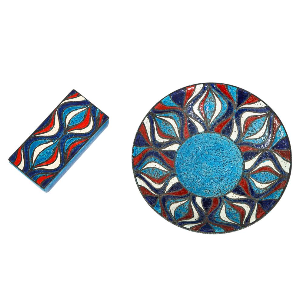 Bol Bitossi pour Rosenthal Netter, céramique, motif oignon bleu rouge, blanc en vente 8