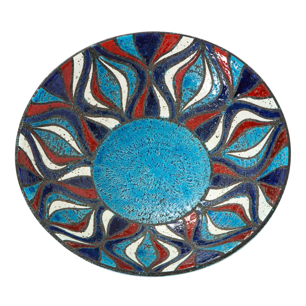 Glazed Bitossi for Rosenthal Netter Bowl, Ceramic, Blue Red, White, Onion Pattern For Sale