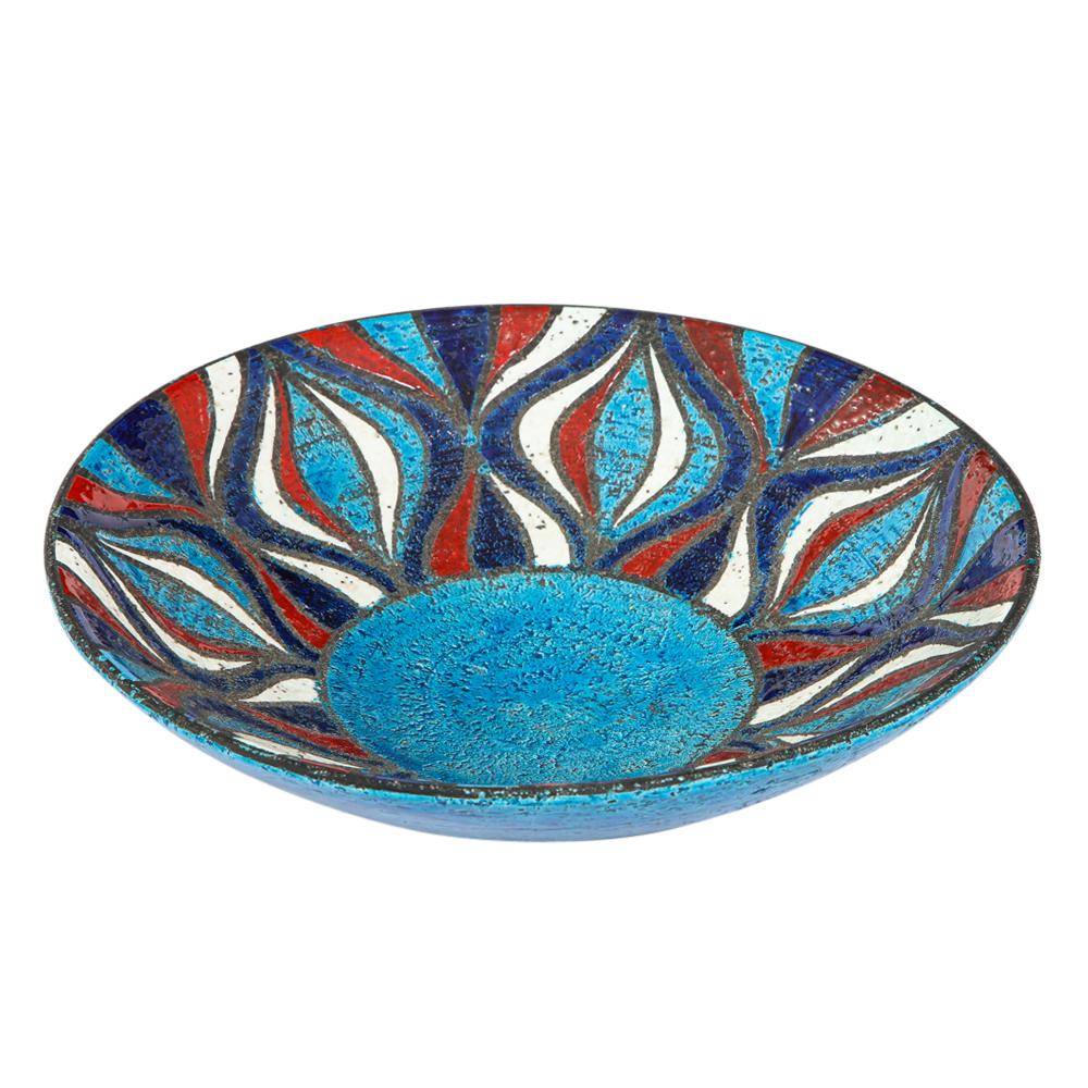 Mid-20th Century Bitossi for Rosenthal Netter Bowl, Ceramic, Blue Red, White, Onion Pattern For Sale