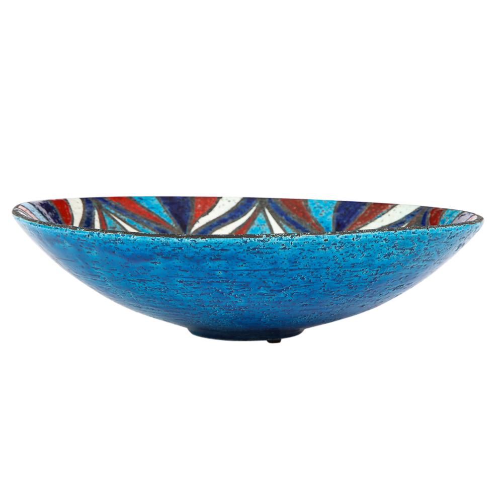 Bitossi for Rosenthal Netter Bowl, Ceramic, Blue Red, White, Onion Pattern For Sale 2