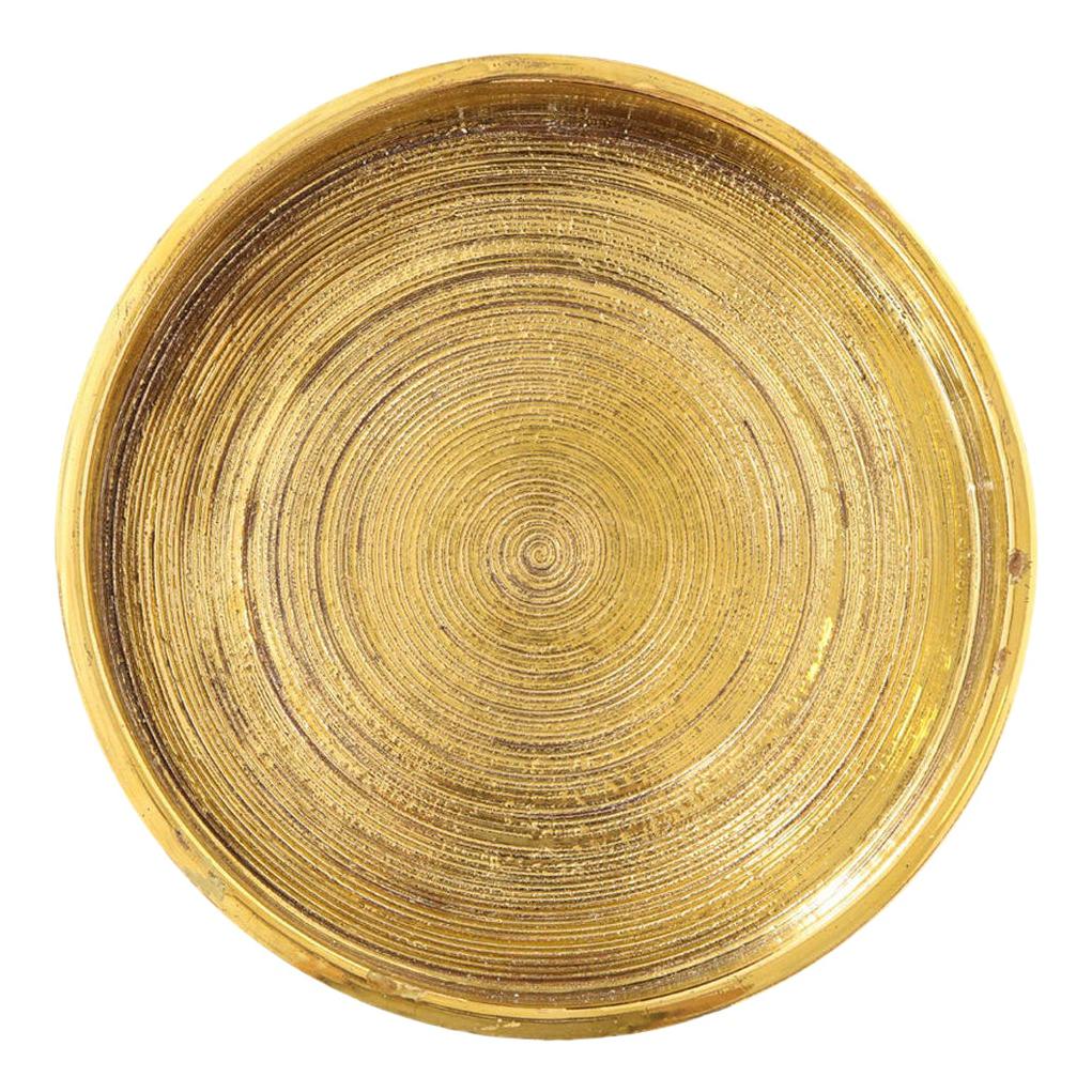 Bitossi-Schale, Keramik, Gold, gebürstetes Metallic