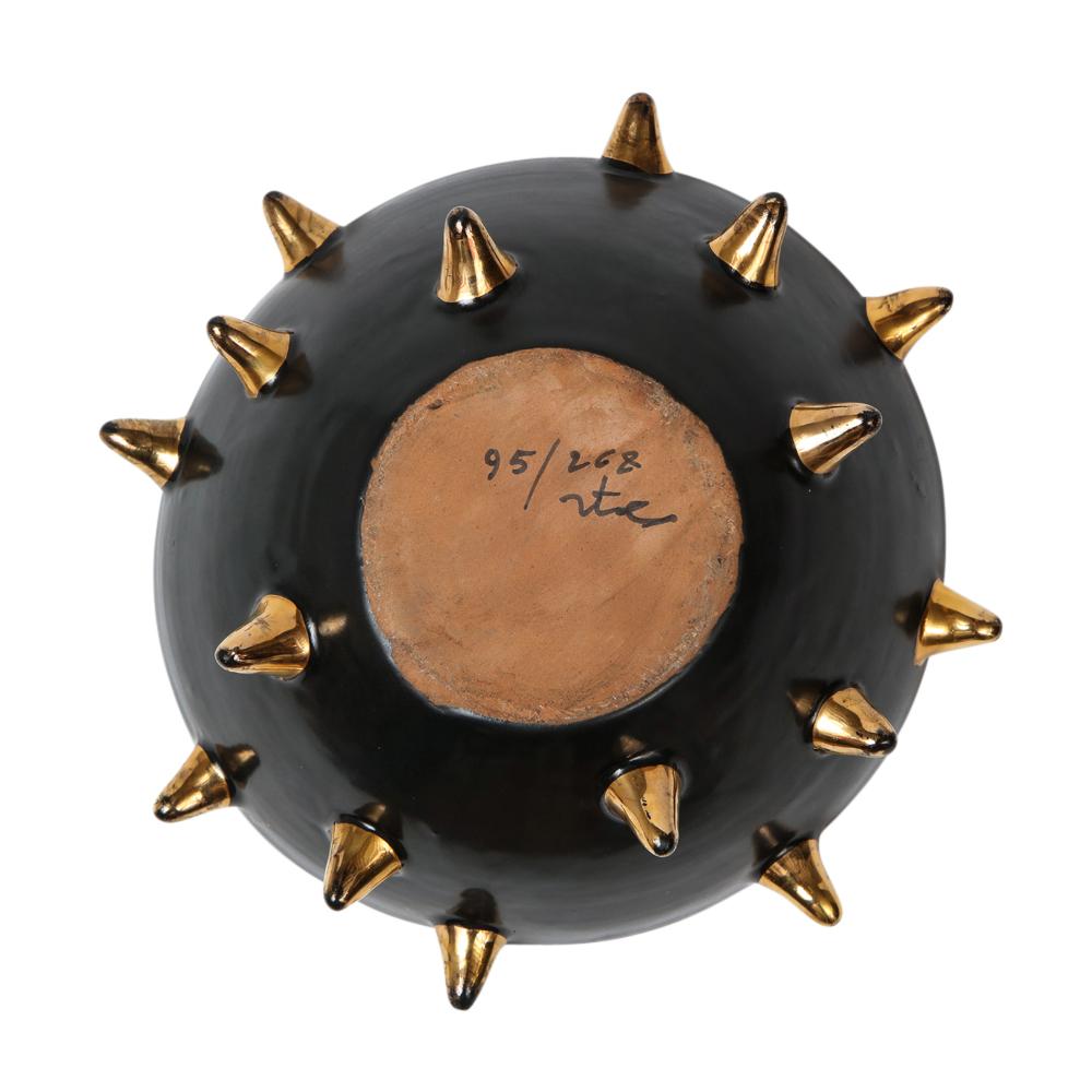 Ciotola Bitossi, ceramica, nera con punte d'oro, firmata in vendita 3