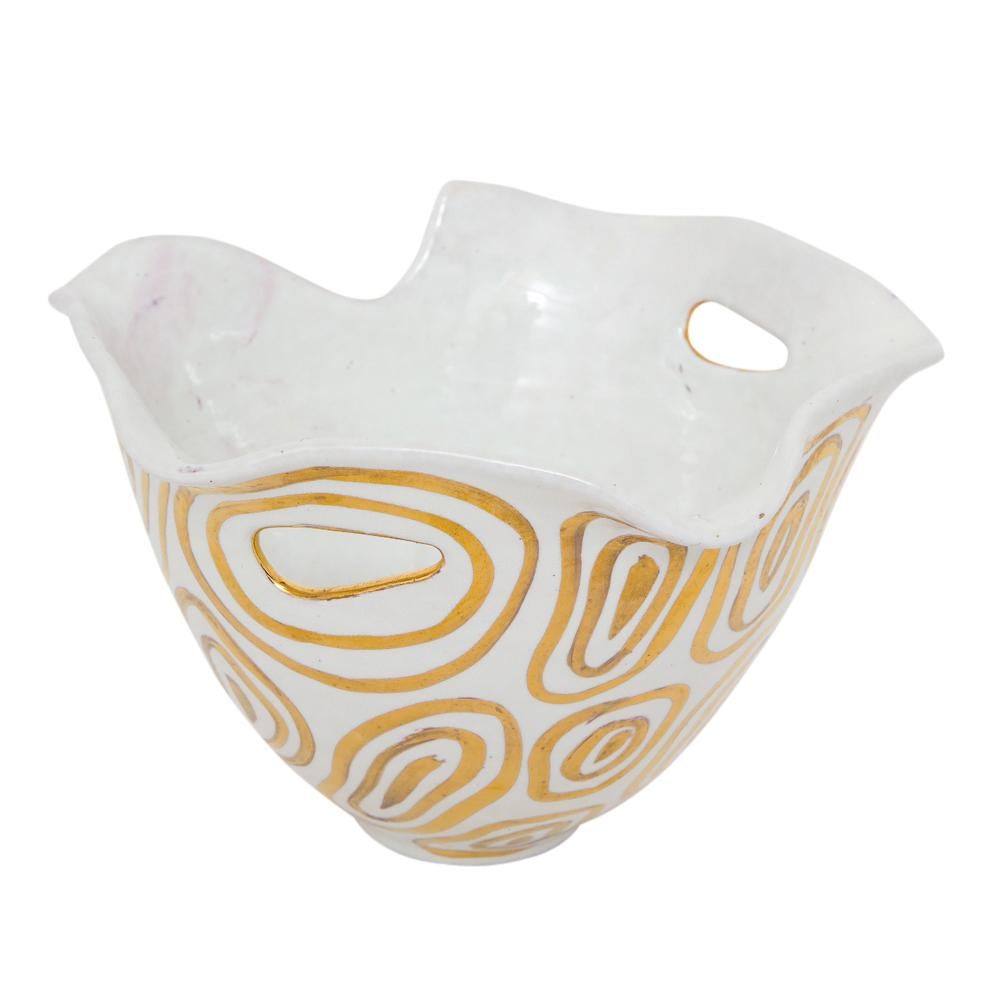 Bitossi Bowl, White and Gold, Abstract, Signed For Sale 2