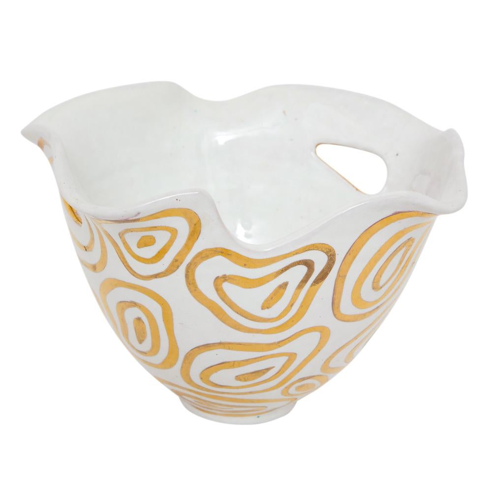 Bitossi Bowl, White and Gold, Abstract, Signed For Sale 3