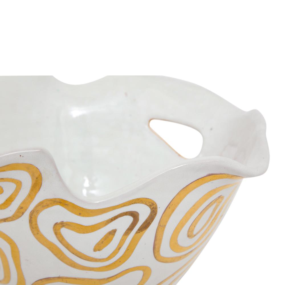 Bitossi Bowl, White and Gold, Abstract, Signed For Sale 4