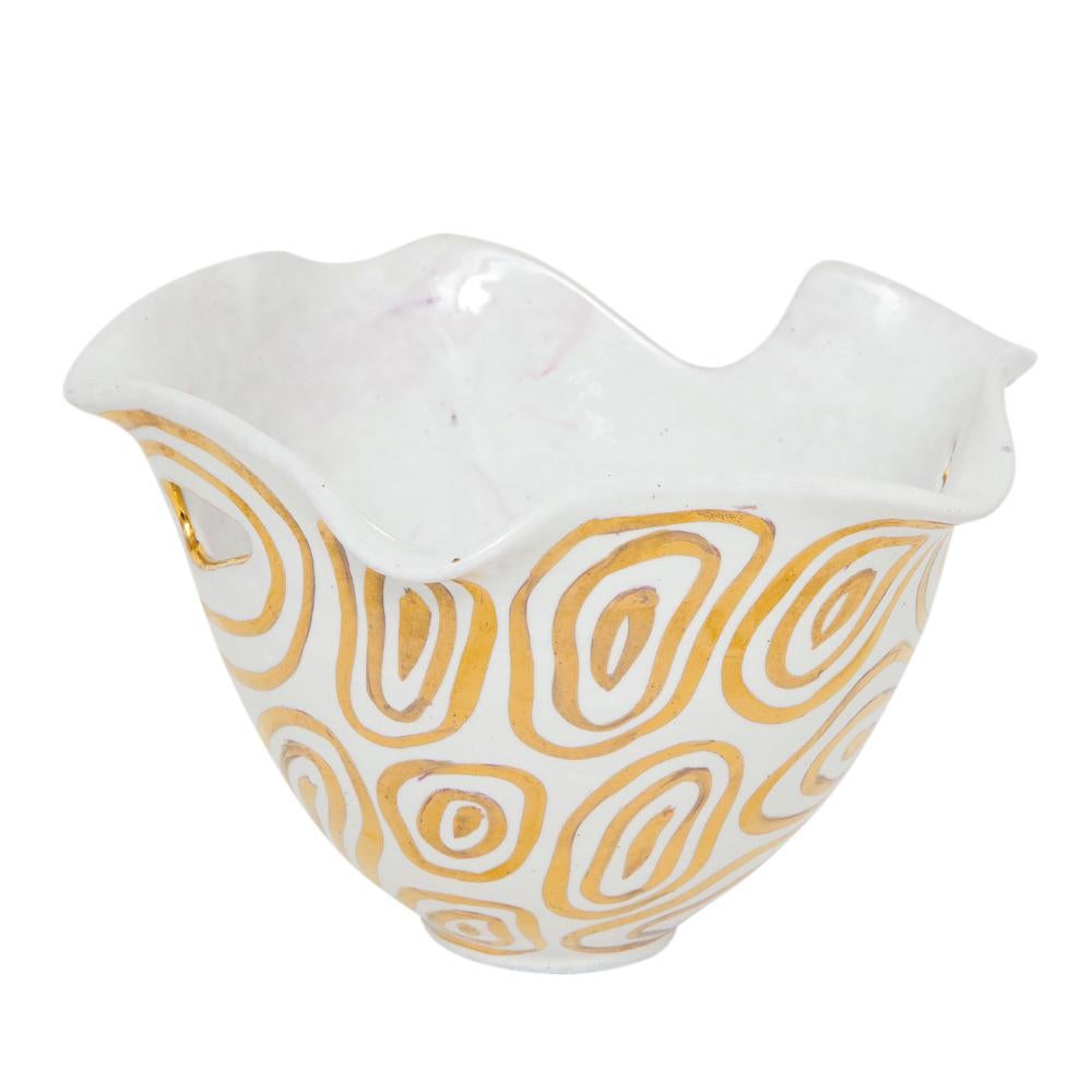 Bitossi Bowl, White and Gold, Abstract, Signed For Sale 5