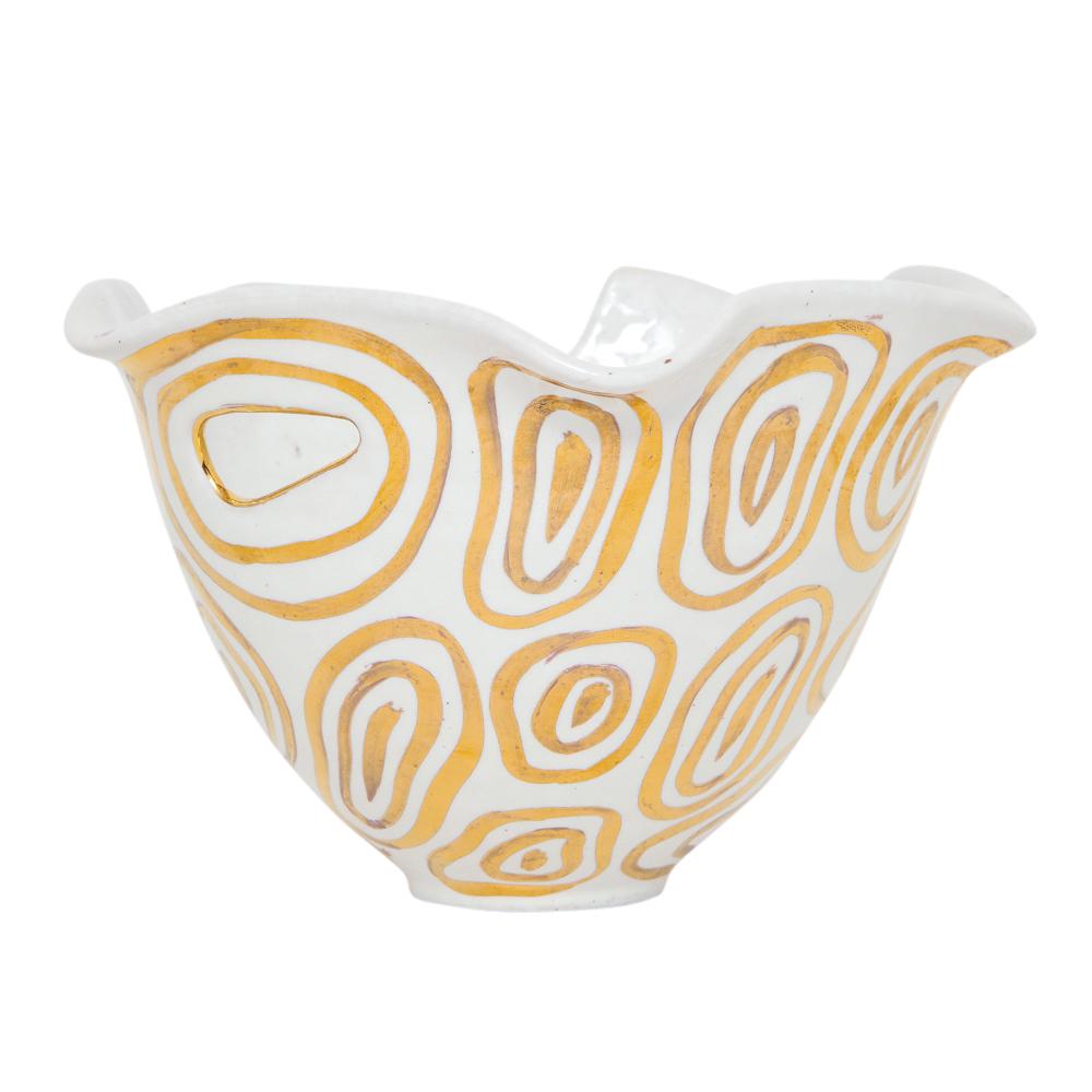 Bitossi Bowl, White and Gold, Abstract, Signed For Sale 1