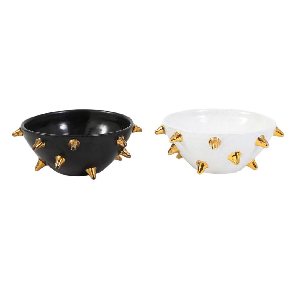 Bitossi Bowl, White Ceramic Gold Spikes, Signed 8