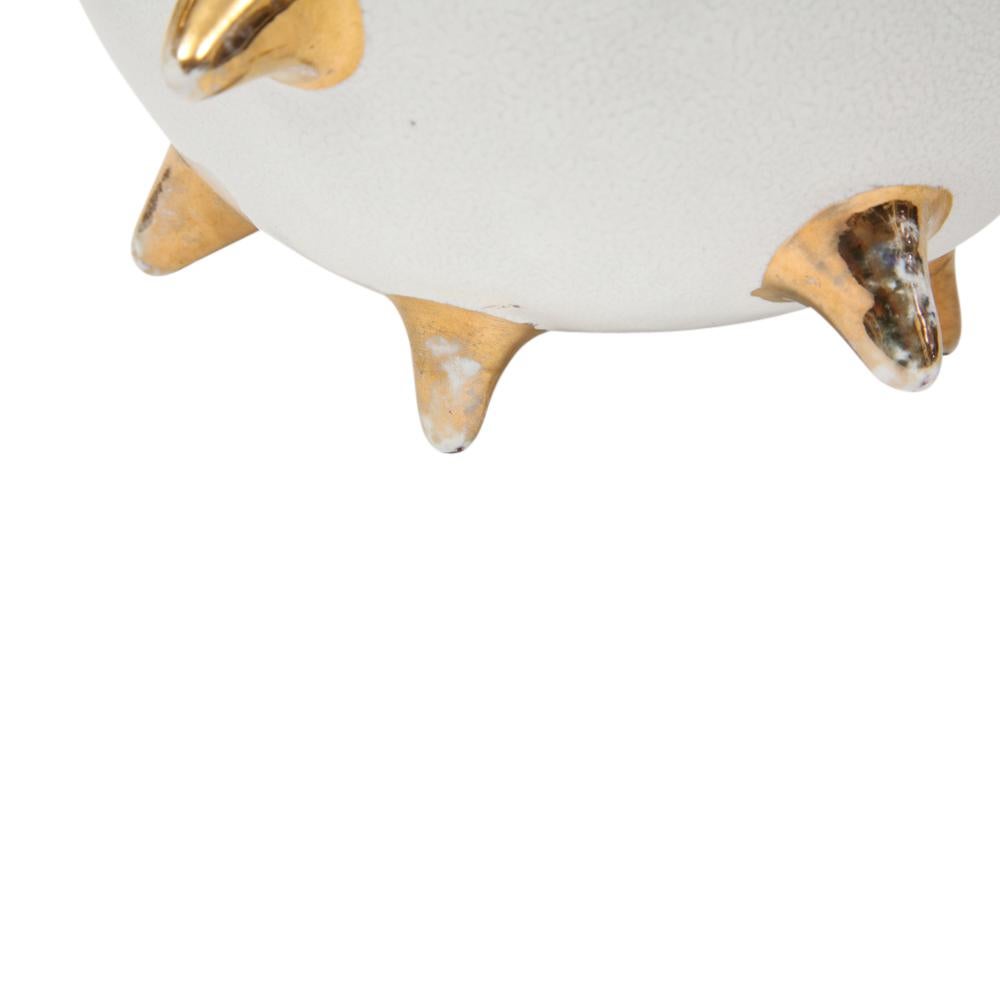 Ceramica Ciotola Bitossi, ceramica, bianco, punte d'oro, firmata in vendita