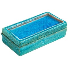 Bitossi Box, Ceramic Blue Fused Glass Signed