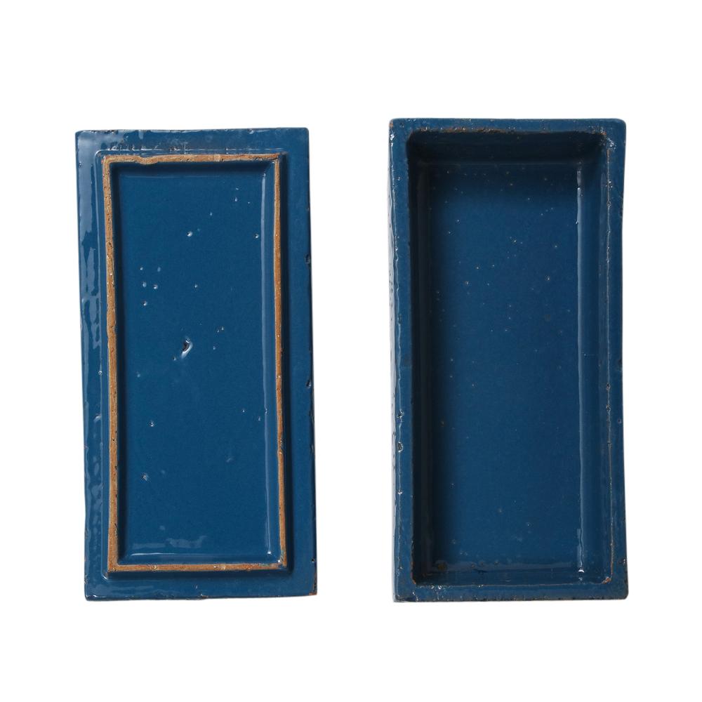 Boîte Bitossi en céramique à rayures bleues, vertes et blanches, signée en vente 7
