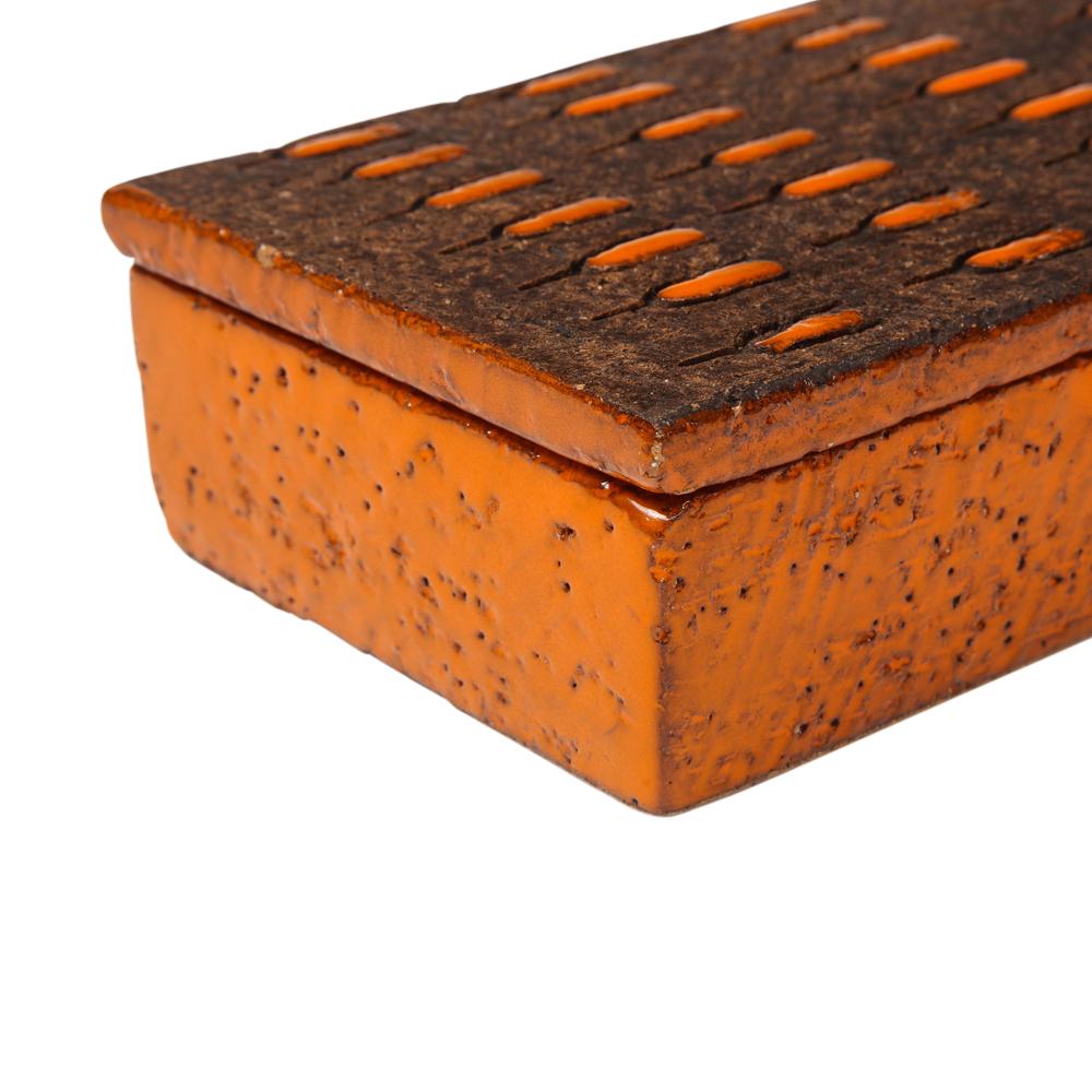 Bitossi Box, Ceramic, Orange and Matte Brown, Signed For Sale 4
