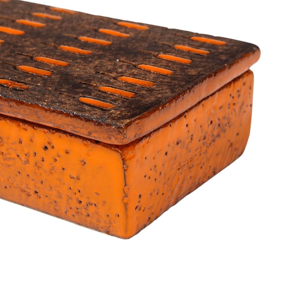 Bitossi Box, Ceramic, Orange and Matte Brown, Signed For Sale 5