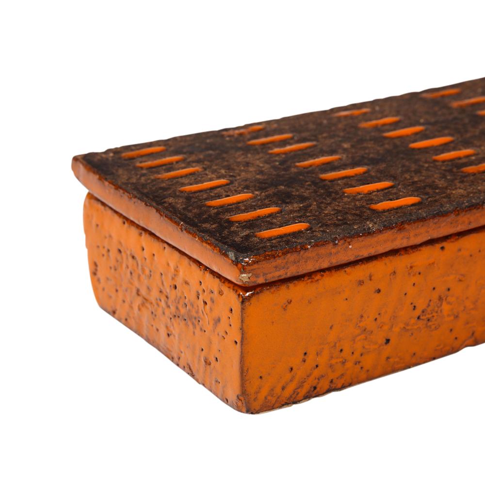 Bitossi Box, Ceramic, Orange and Matte Brown, Signed For Sale 6