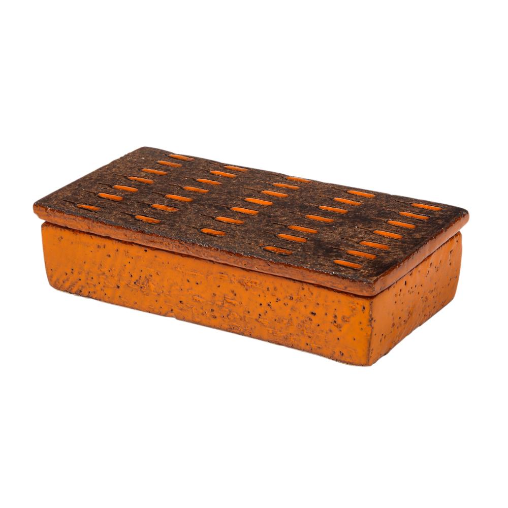 Bitossi Box, Ceramic, Orange and Matte Brown, Signed In Good Condition For Sale In New York, NY