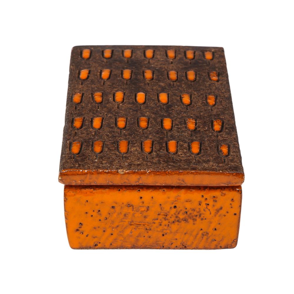 Bitossi Box, Ceramic, Orange and Matte Brown, Signed For Sale 1