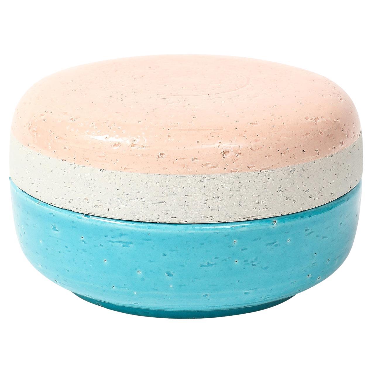 Bitossi Box, Ceramic, Pink, White, Blue, Signed