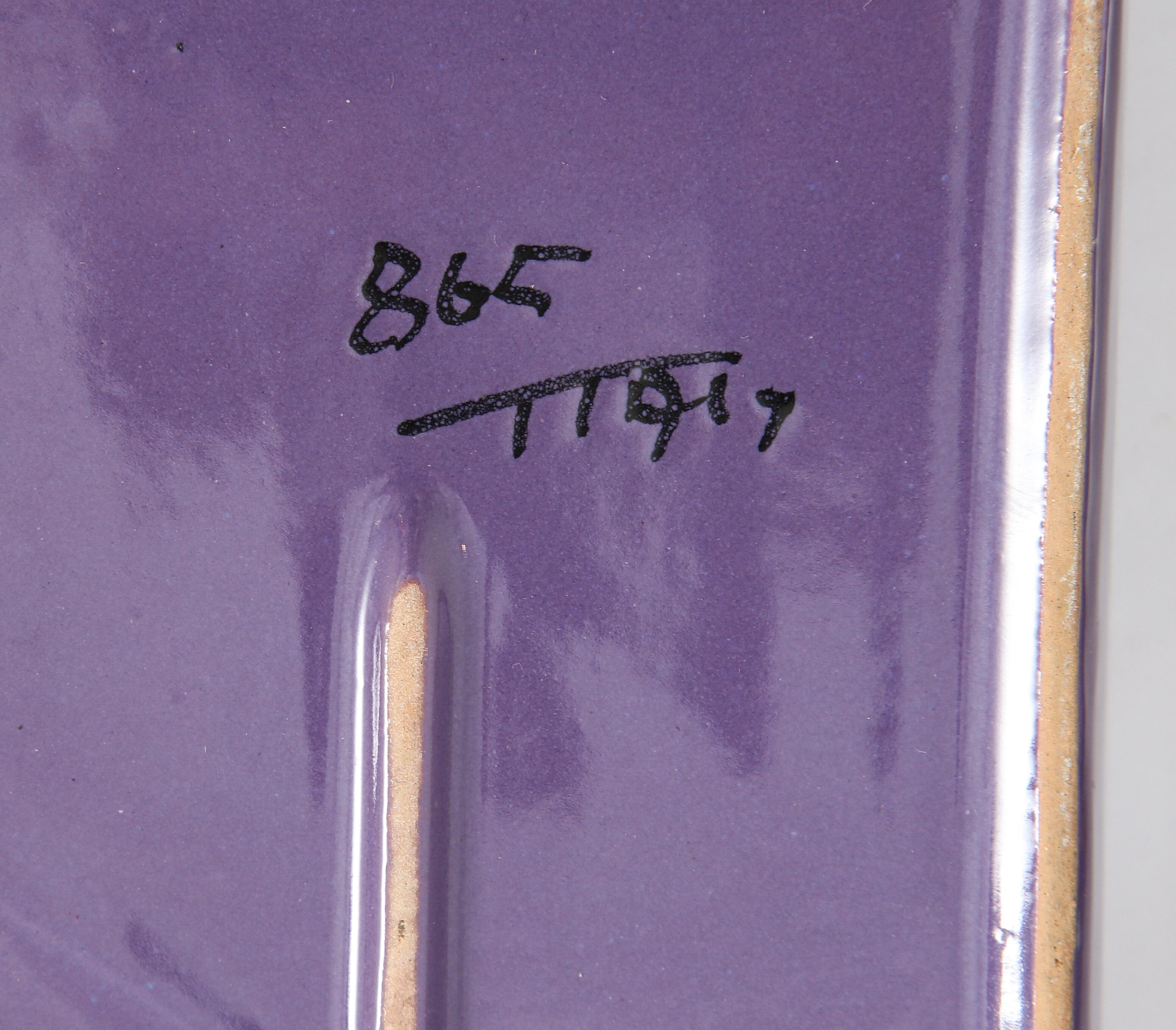 Bitossi Box, Ceramic, Seta, Gold, Pink, Stripes, Purple, Incised, Signed 6