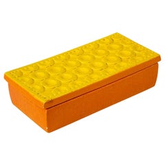 Bitossi-Schachtel, Keramik, Gelb und Orange, Geometrisch, signiert