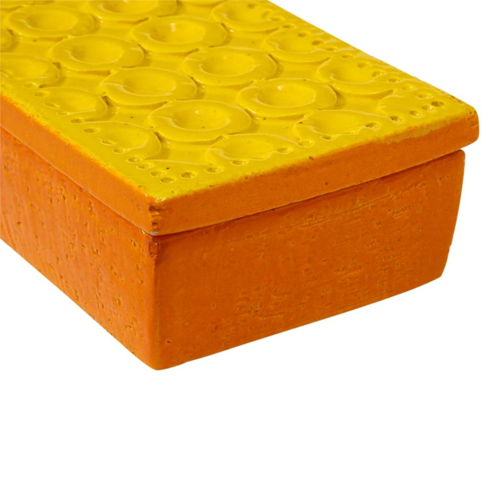 Bitossi-Schachtel, Keramik, Gelb und Orange, Geometrisch, signiert (Mitte des 20. Jahrhunderts) im Angebot