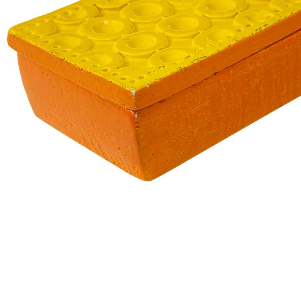 Bitossi-Schachtel, Keramik, Gelb und Orange, Geometrisch, signiert im Angebot 1