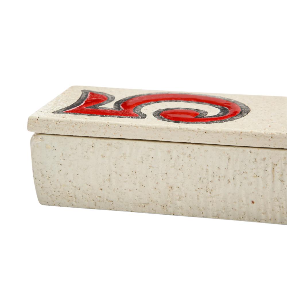 Boîte Bitossi numéro 5, céramique, rouge, blanche, signée en vente 1