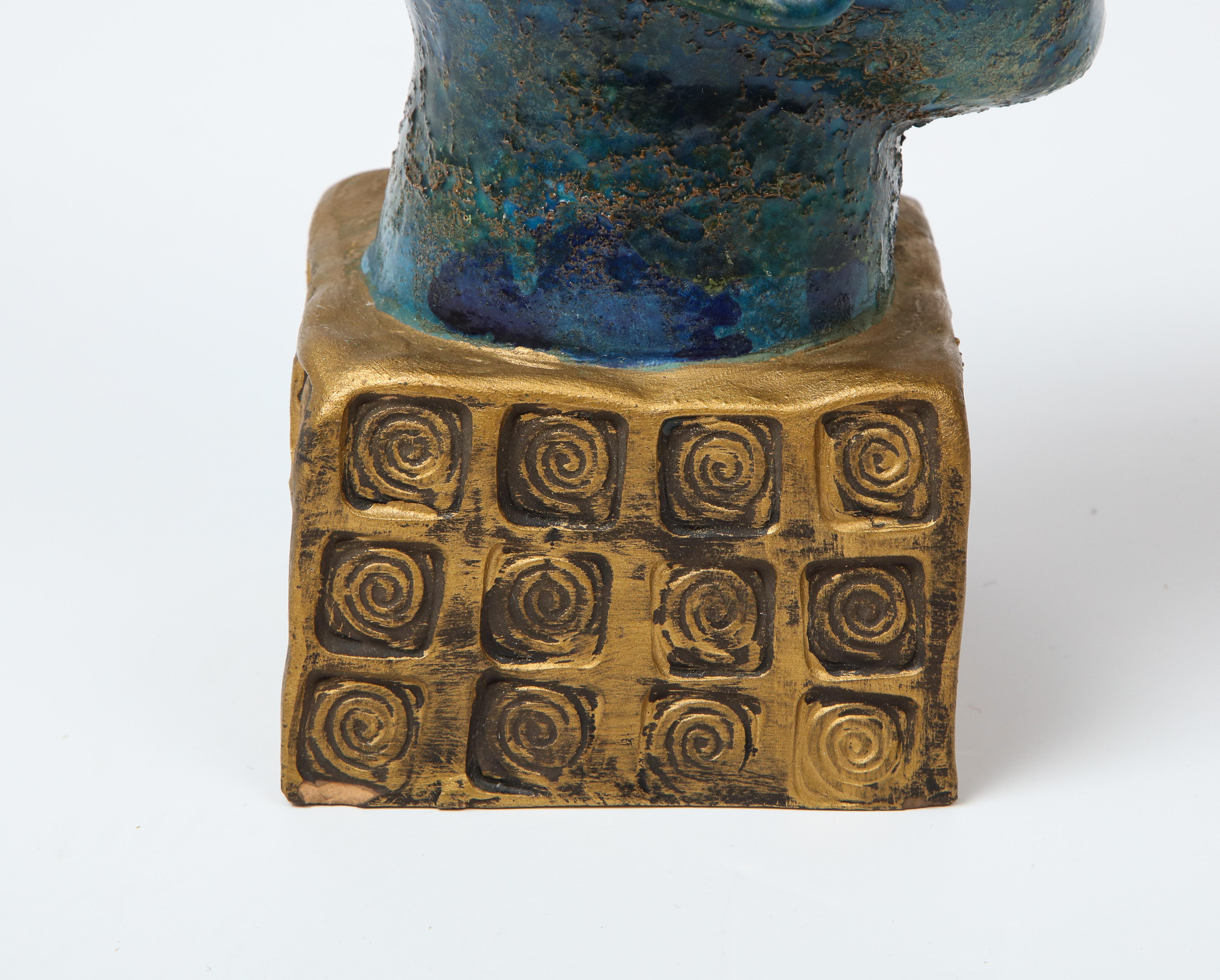 Bitossi Buddha, Ceramic Blue Gold 7