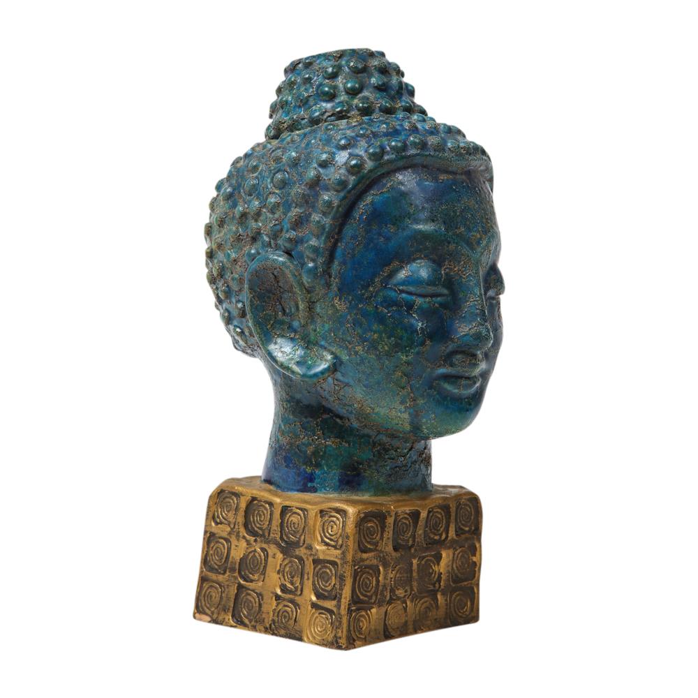 Italian Bitossi Buddha, Ceramic Blue Gold