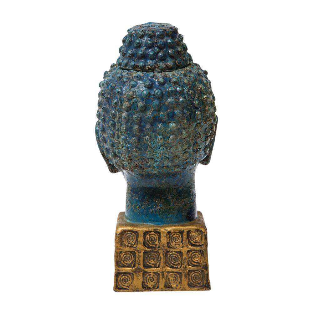 Bitossi Buddha, Ceramic Blue Gold In Good Condition In New York, NY