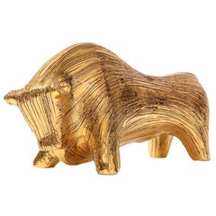 Bitossi Bull, Ceramic, Brushed Gold