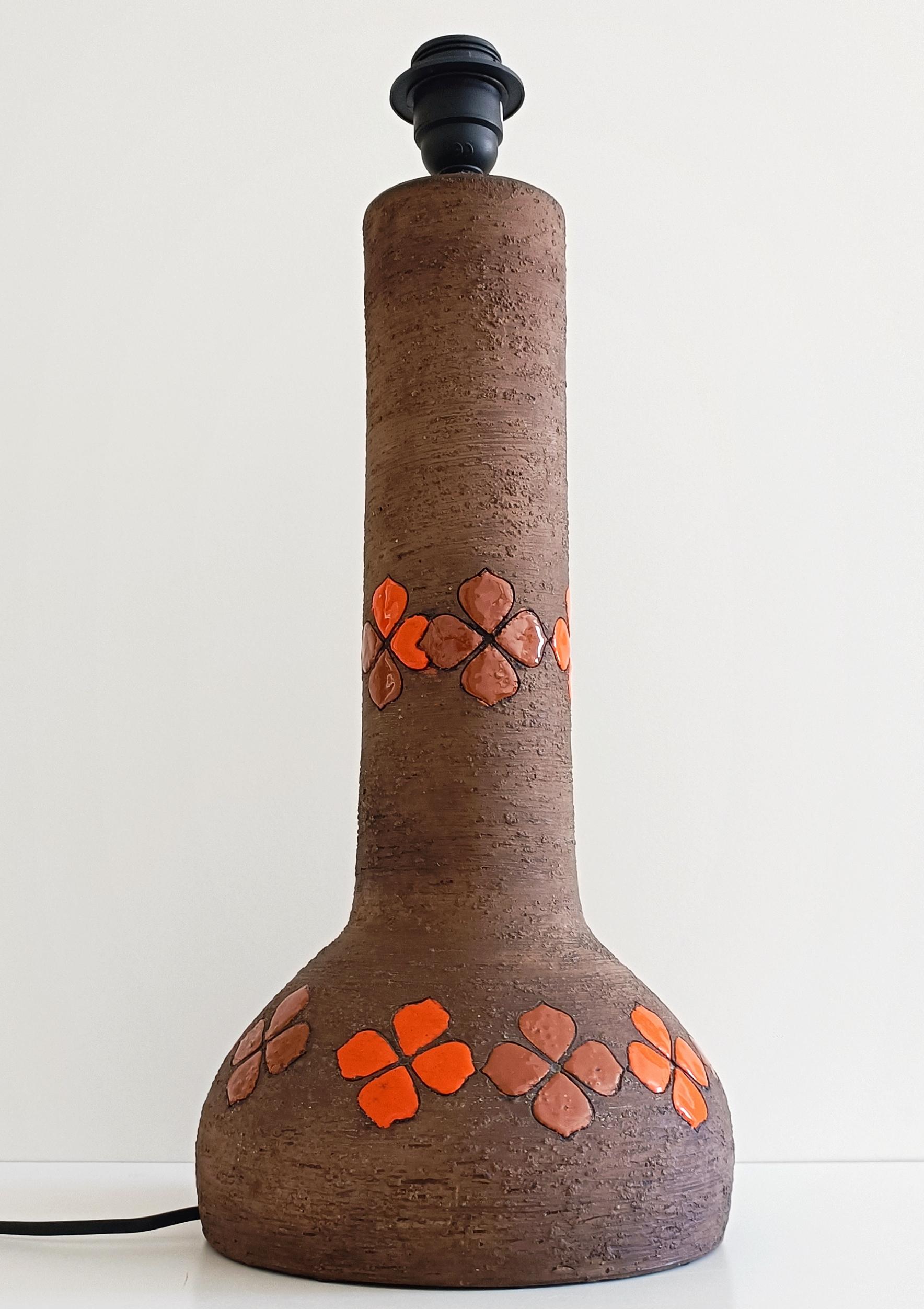 Ceramica Lampada da tavolo brutalista Quadrifoglio Decor di Bitossi by Aldo Londi, Italia anni '60