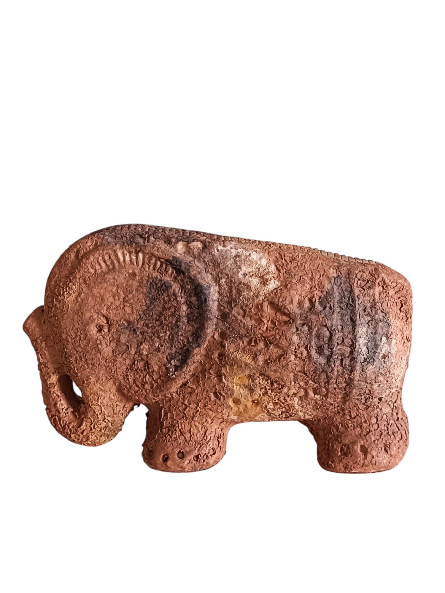 Hand-Crafted Bitossi by Aldo Londi Ceramic Elephant Sculpture Decor Scavo, Italy, 1960s