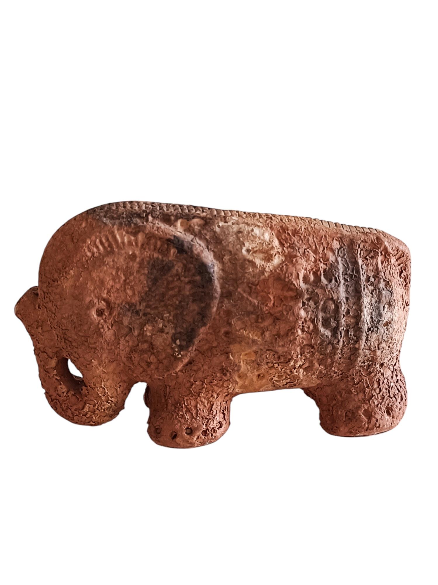 Bitossi by Aldo Londi Ceramic Elephant Sculpture Decor Scavo, Italy, 1960s In Excellent Condition In Valencia, VC