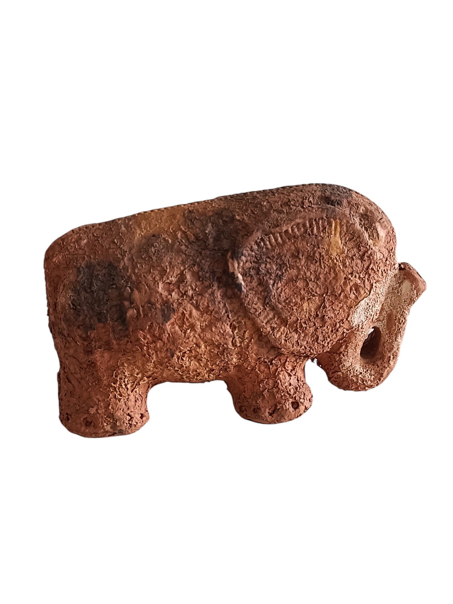 Mid-20th Century Bitossi by Aldo Londi Ceramic Elephant Sculpture Decor Scavo, Italy, 1960s
