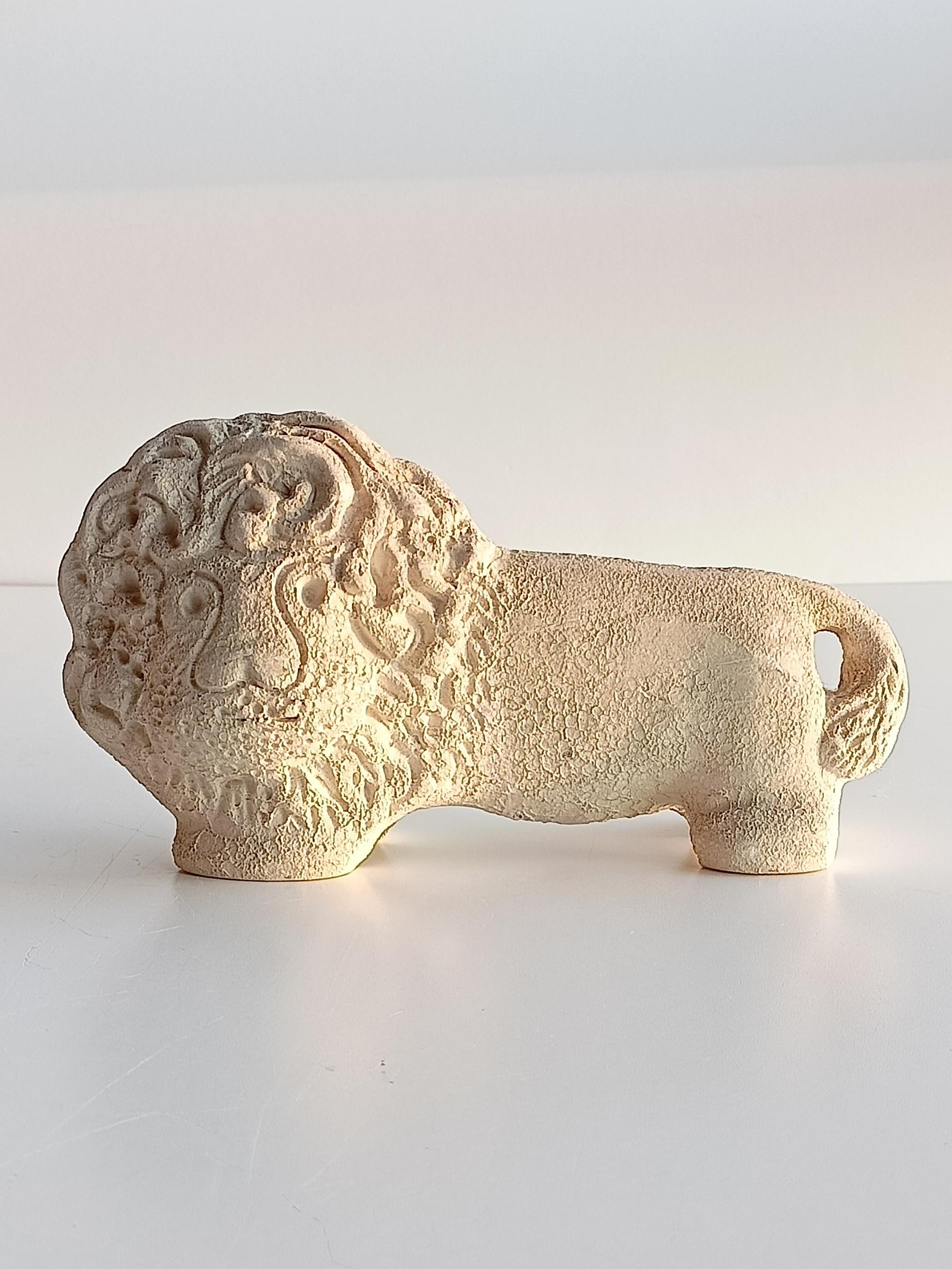 Bitossi by Aldo Londi Vintage Mid Century Ceramic Lion Sculpture, Italy, 1960s 3