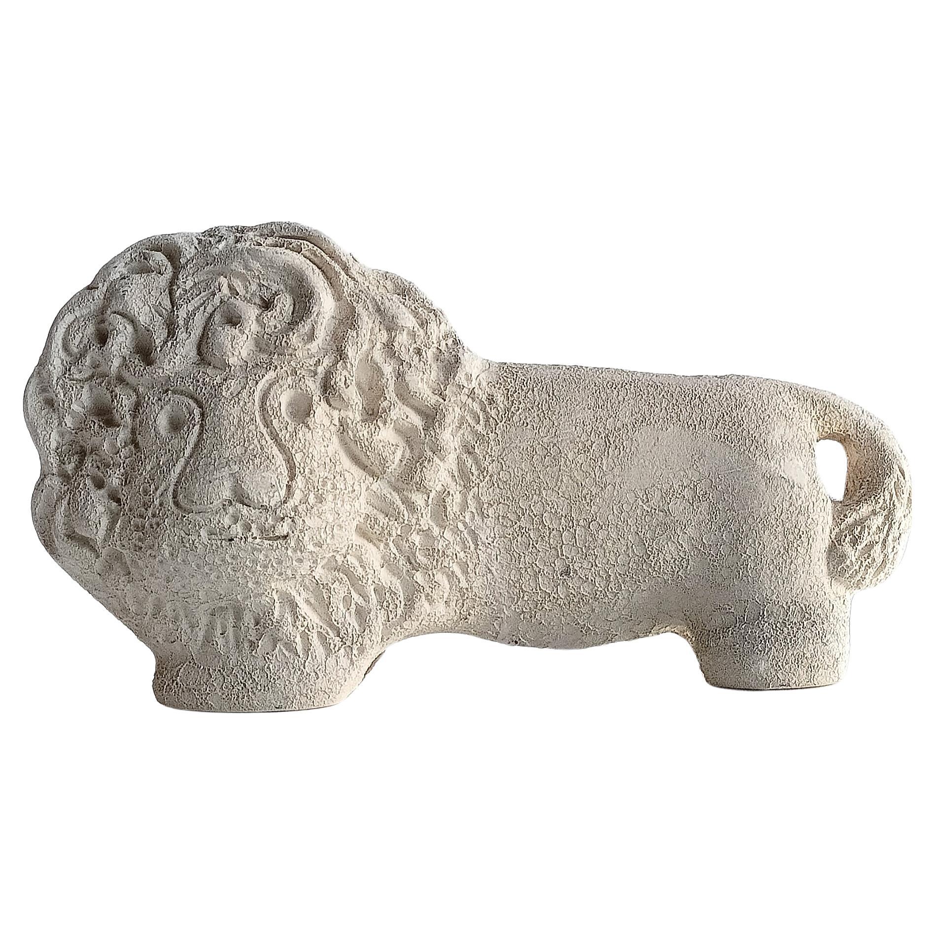 Bitossi by Aldo Londi Vintage Mid Century Ceramic Lion Sculpture, Italy, 1960s For Sale